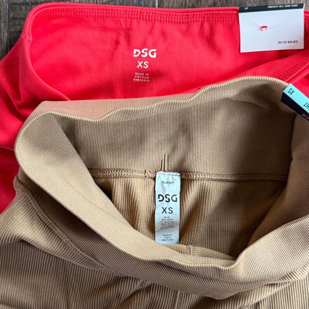 DSG Momentum High-Rise 7/8 Leggings Bundle Red Tan Ribbed Seamless Womens XS NWT - Picture 3 of 7